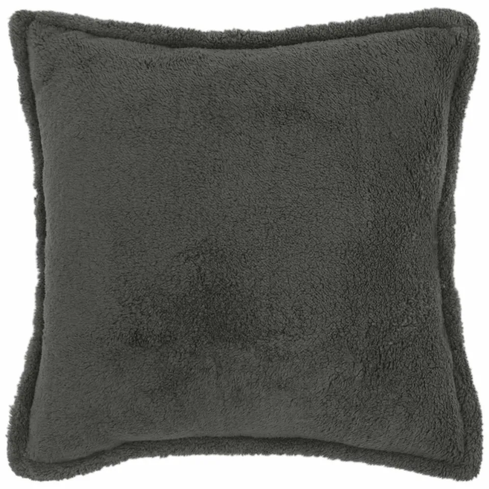 vidaXL Kussensloop 2 st HOUTEN Donkergrijs 60 x 60 cm Bouclé, foto 2