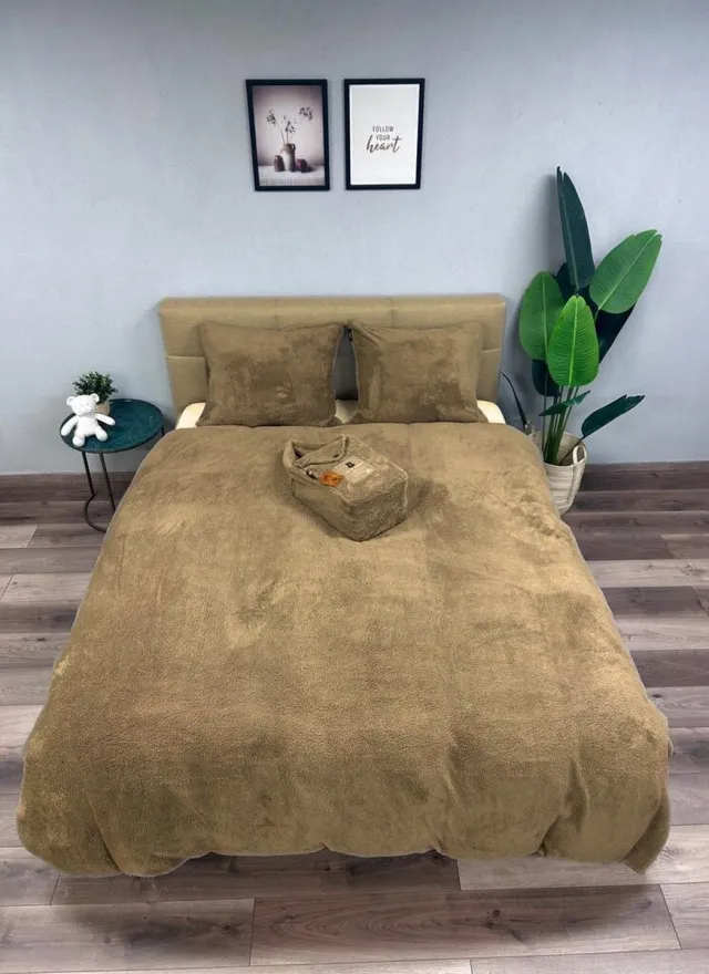 Beau Maison Teddy - Cozy - Fleece dekbedovertrek Taupe 240x200/220 cm