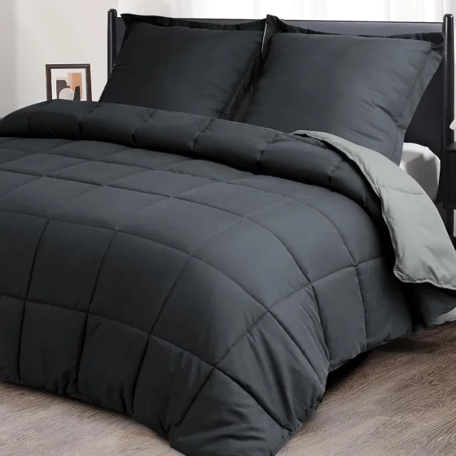 Vellaro Dekbed zonder overtrek - Grijs/lichtgrijs - 155 x 220 cm - Lichtgewicht microvezel zomerdekbed - Voor warme nachten