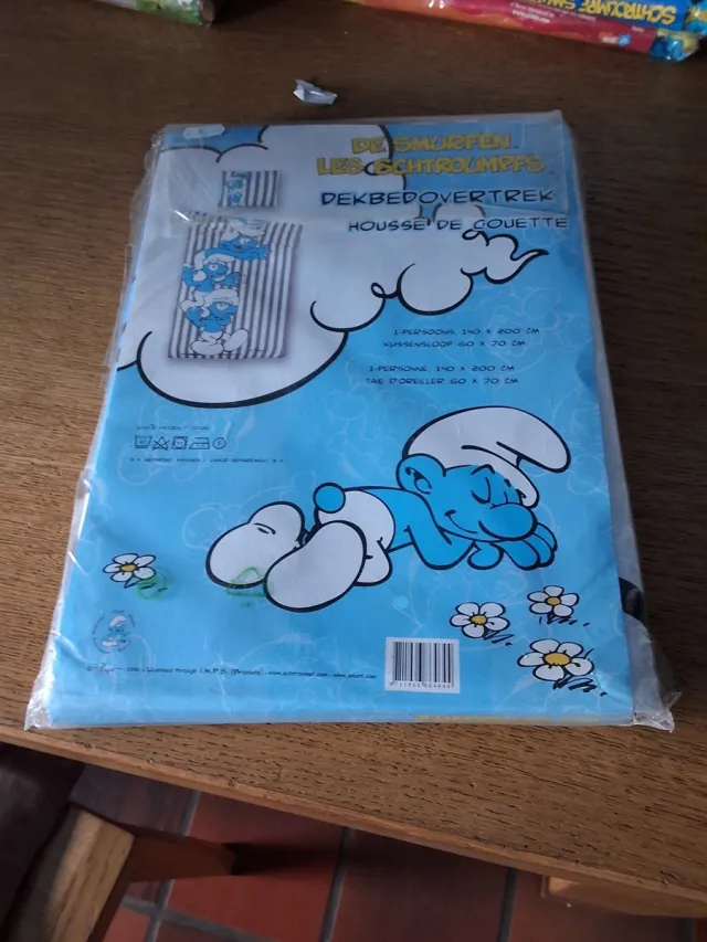 De Smurfen Smurfen dekbedovertrek 1 pers katoen 140x200cm wit blauw