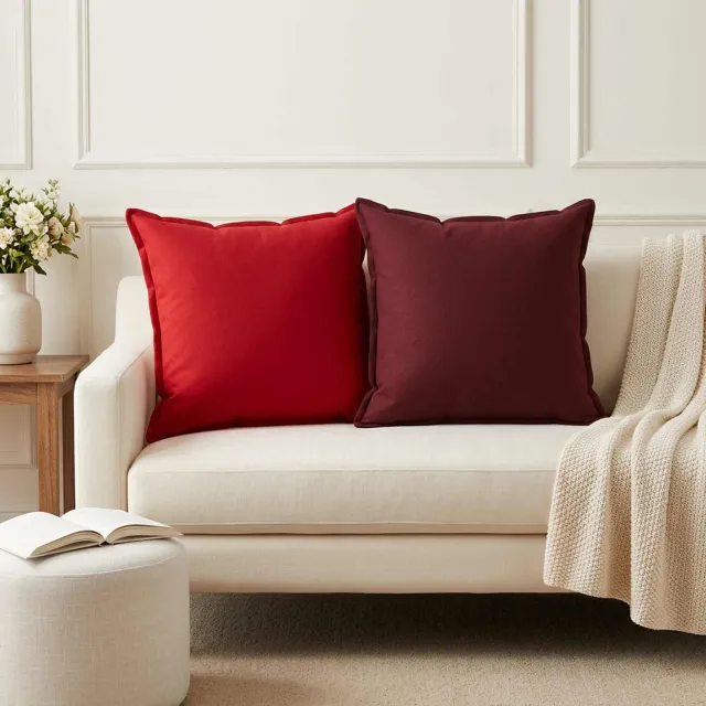 vidaXL Kussensloop 2 st HOUTEN Rood 55 x 55 cm Faux Linnen
