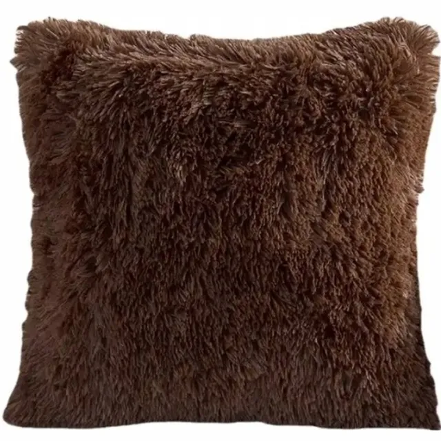 Granda Decoratieve Kussenhoes 40x40cm - Zacht Wollen Pluche - Donkerbruin
