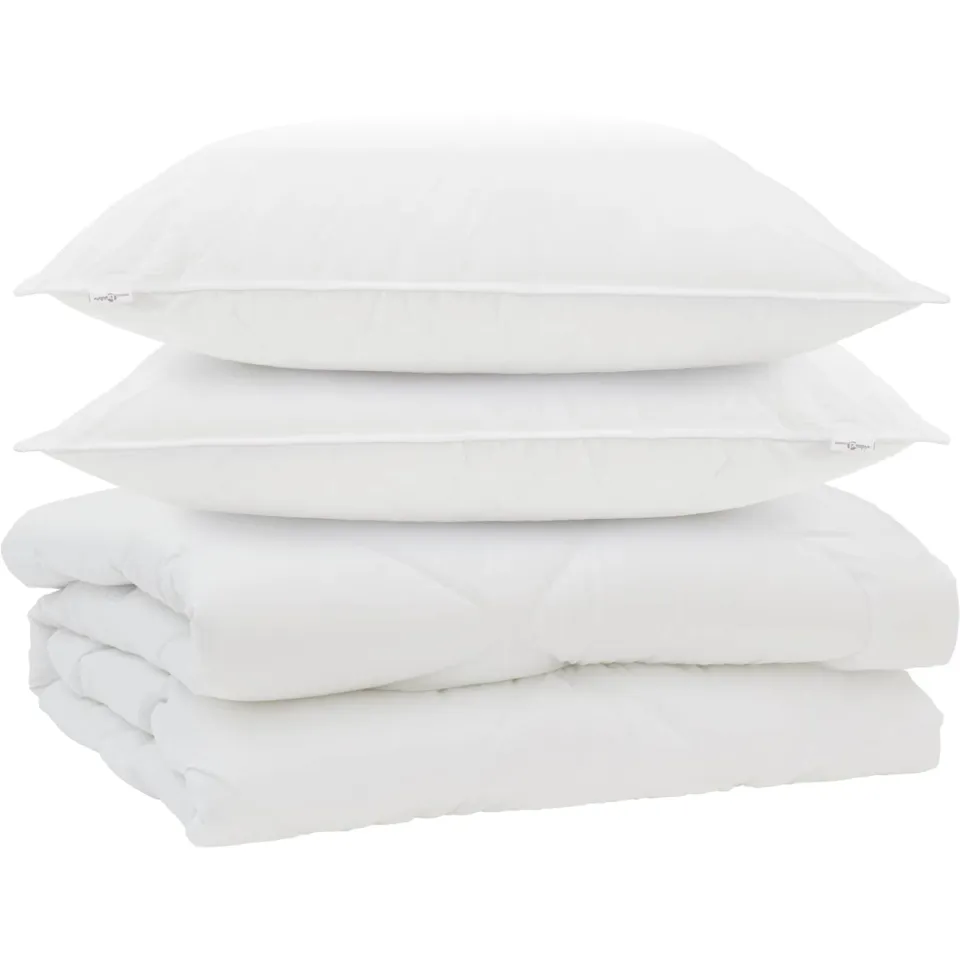 vidaXL Dekbed met kussen 3 st Wit Microfibre, foto 3