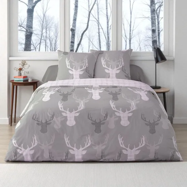 bedlin Dekbedovertrek Flanel - Winter - 240 x 220 cm - Onrievni Weimar Grijs