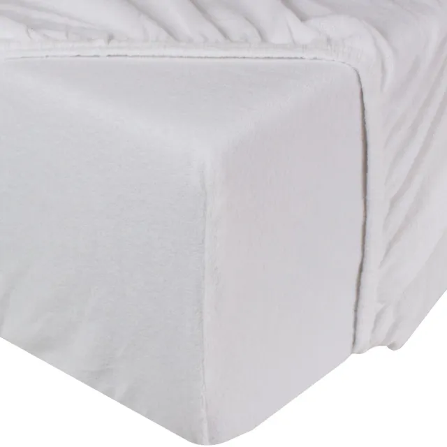 DoubleDry Molton Hoeslaken - Matrasbeschermer 160x200 cm - Badstof Stretch - Katoen - Rondom Elastiek - Wit