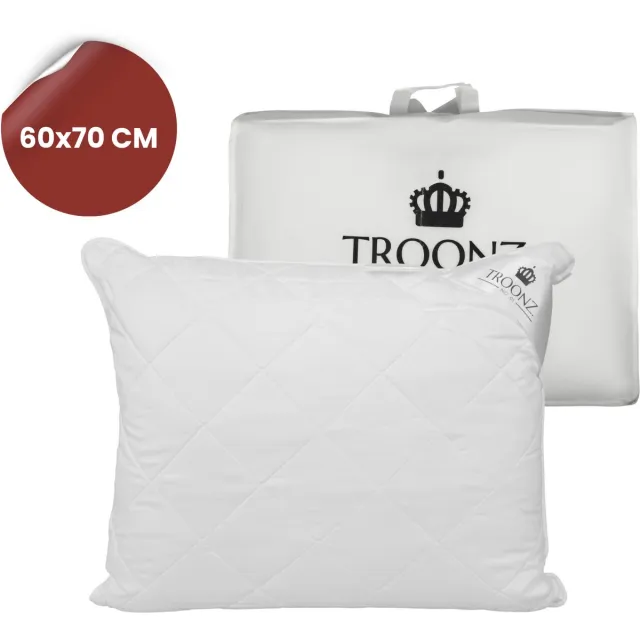 Troonz Six Bamboe hoofdkussen - 60 x 70 cm - Verkoelend Hoofdkussen Nekklachten - Bamboe Hoofdkussens - Ergonomisch Kussen Wit