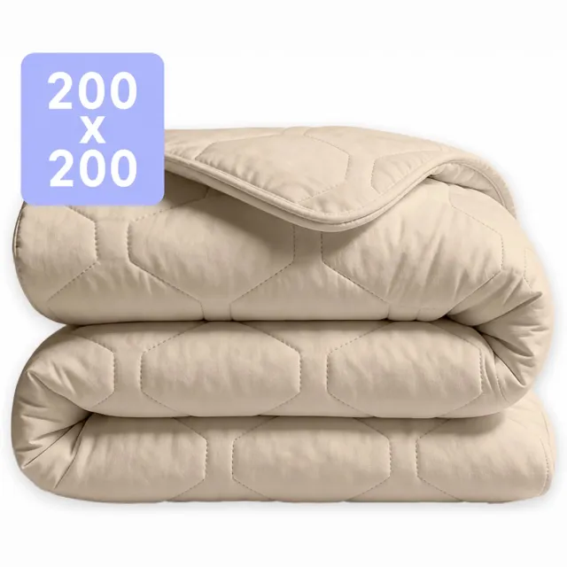 Happybed Dekbed zonder overtrek 200x200 - Wasbaar Winterdekbed - Bedrukt dekbed zonder hoes - Hoesloos Dekbed - Tweepersoonsdekbed - Taupe