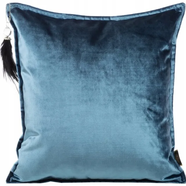 Eurofirany Decoratieve Kussenhoes Velours Blauw 45x45cm met Kwast