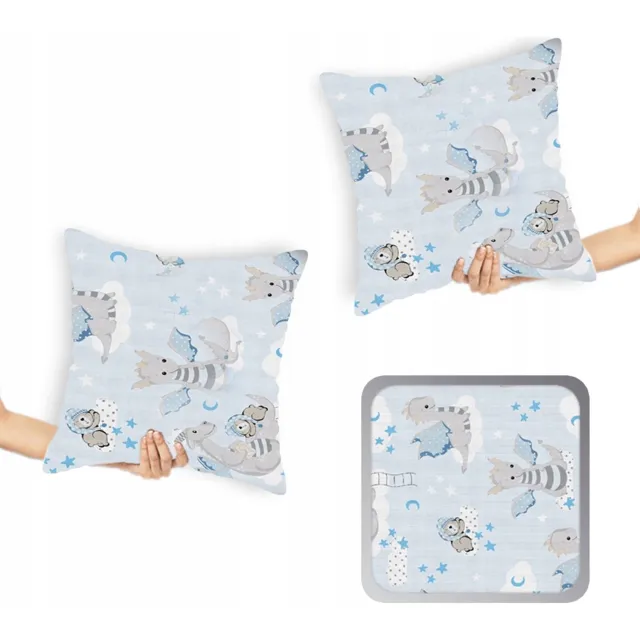 Designpremium 2x Katoenen Satijnen Kussenslopen 40x40 cm - Blauwe Draken