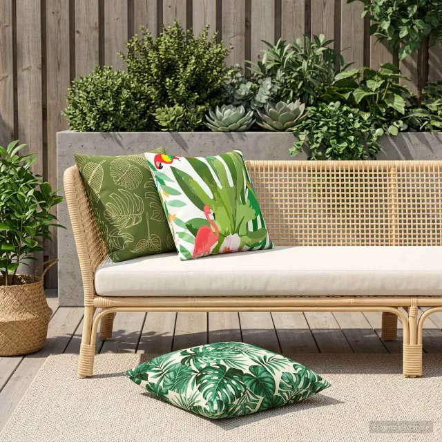 vidaXL Kussensloop 6 st HEERLEN Bladontwerp 60 x 60 cm Polyester groen, foto 2
