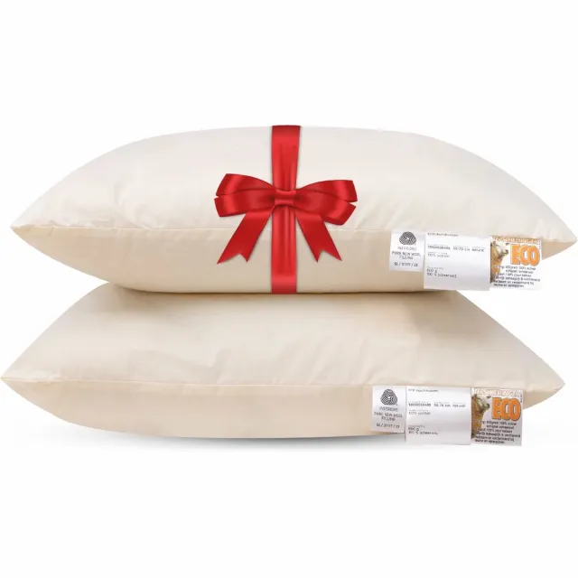 Terschellinger Wolweelde Terschellinger Hoofdkussen - Set van 2 stuks - IWS gecertificeerd Wol - Zacht/Medium - 60x70cm Creme