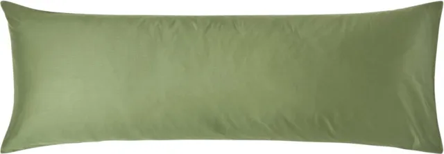 Homescapes Biologisch Kussensloop 50x140 cm Langwerpig – Mosgroen – Draaddichtheid 400