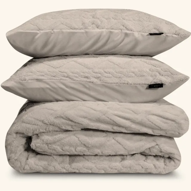 Zydante Dekbedovertrek Set - met 1 kussensloop - Jacquard Teddy Stone Wit