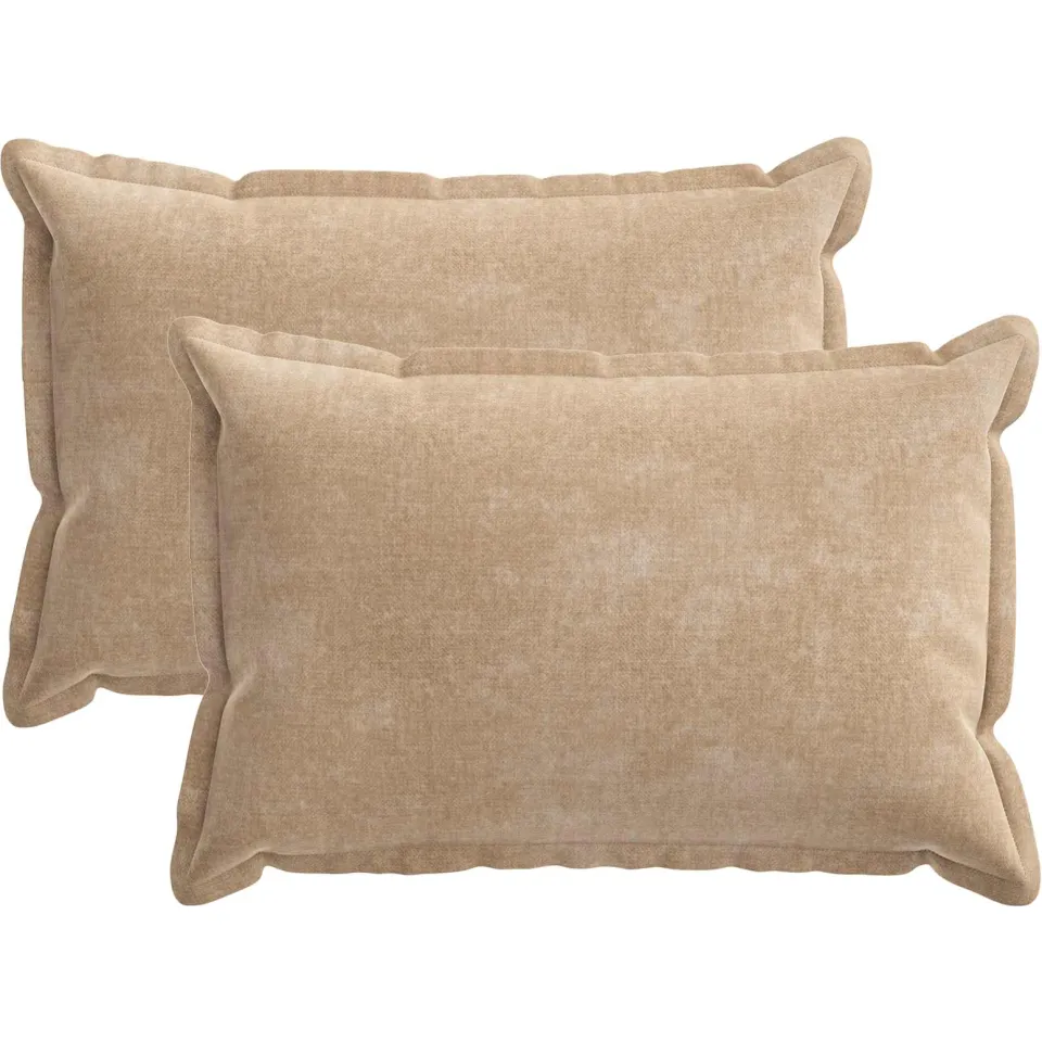 vidaXL Kussensloop 2 st HOUTEN Taupe 50 x 75 cm Chenille Stof, foto 3