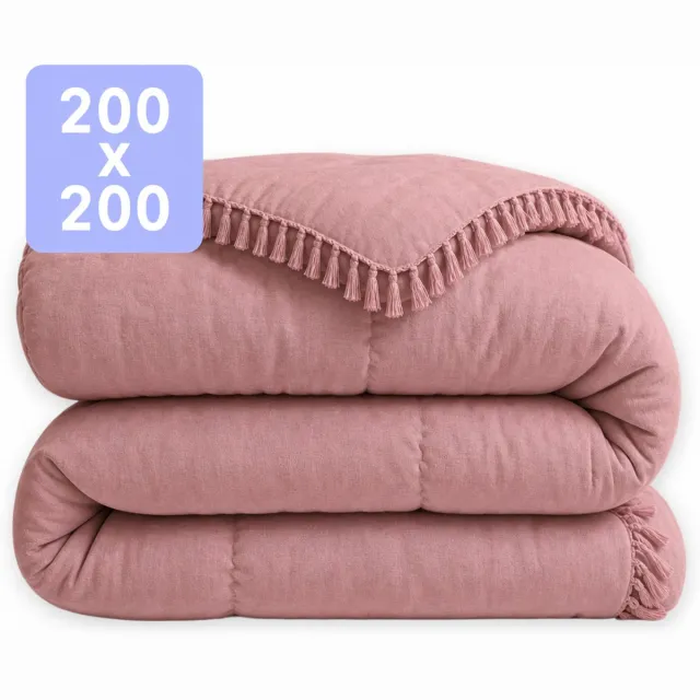 Happybed Dekbed zonder overtrek 200x200 - Wasbaar Dekbed - Bedrukt dekbed zonder hoes - Hoesloos Dekbed - Tweepersoonsdekbed - Pink