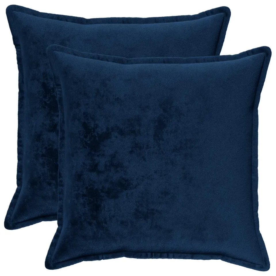 vidaXL Kussensloop 2 st HOUTEN Marineblauw 55 x 55 cm Flanel, foto 3