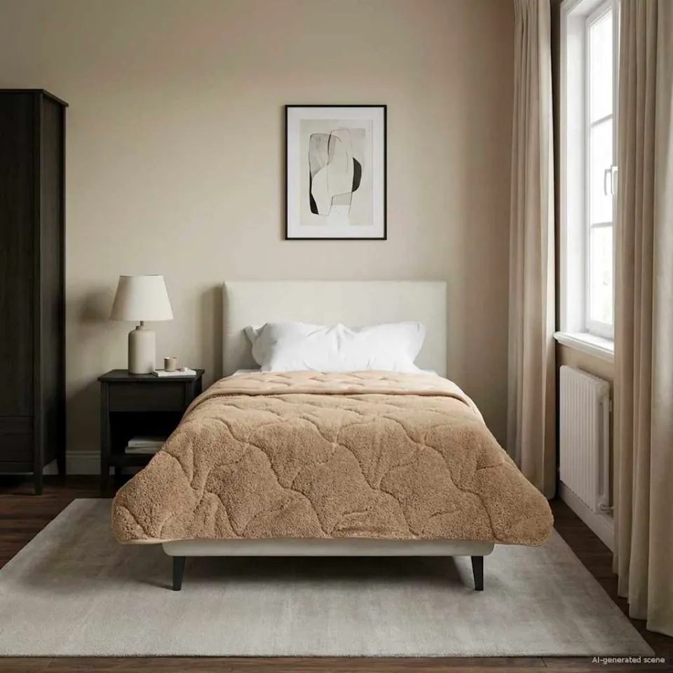 vidaXL Vol jaar dekbed 155 x 220 cm taupe, foto 4