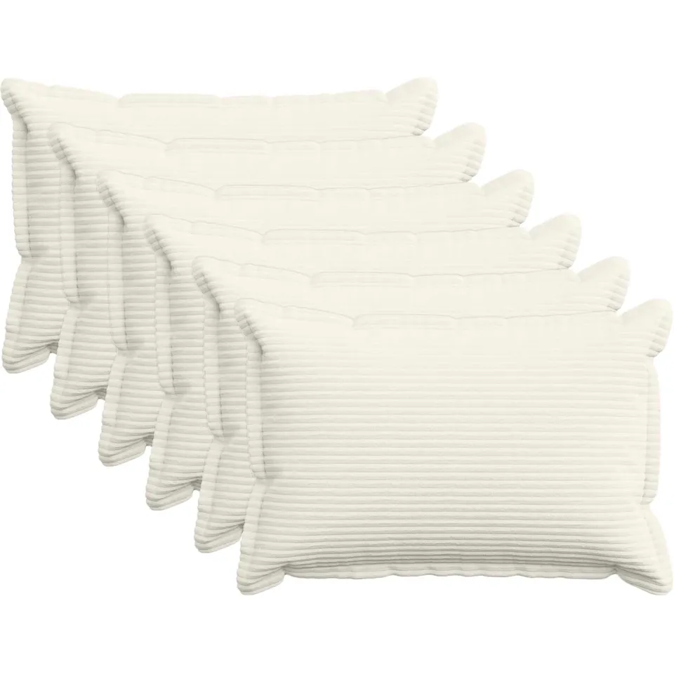 vidaXL Kussensloop 6 st HOUTEN Crèmekleurig 50 x 75 cm corduroy, foto 3