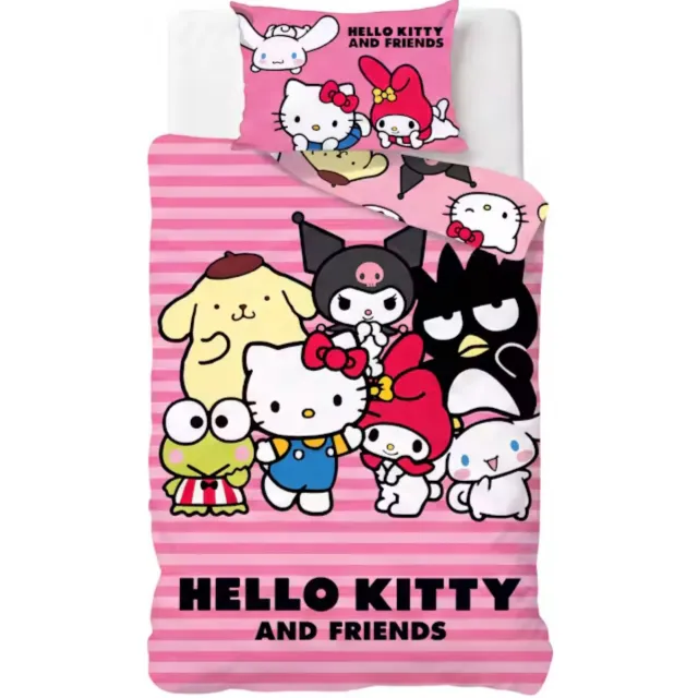 Hello Kitty friends Dekbedovertrek 140 X 200 cm - 70x90 cm - katoen Meerkleurig