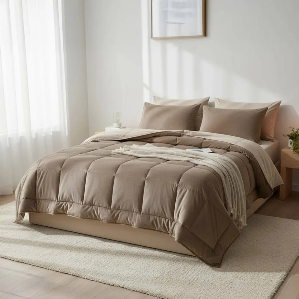 W velvet dekbed zonder overtrek - taupe, foto 3