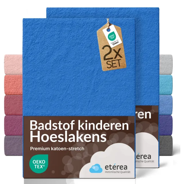 etérea Himmlische Qualität etérea Frottee badstof hoeslaken Blauw 2x 60x120 - 70x140 cm