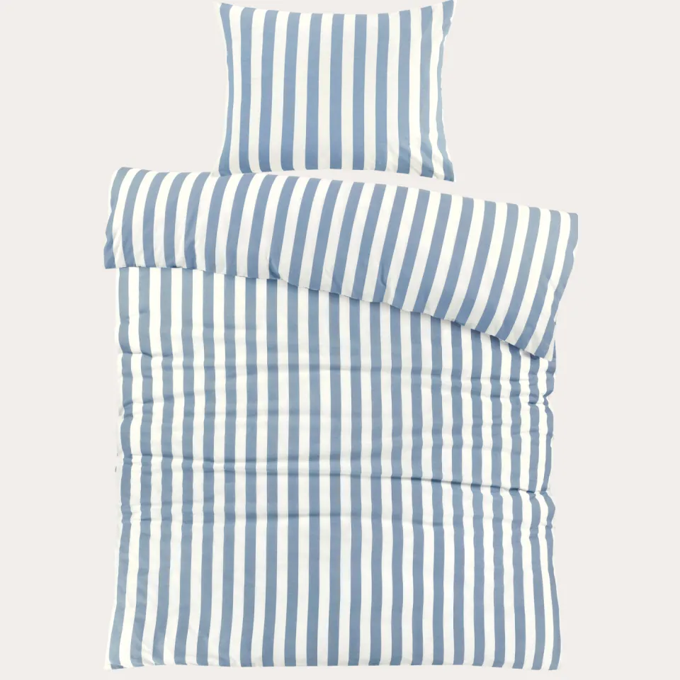 NOUS Kids katoenen gestreepte kinderdekbedovertrek 140x200 cm - blauw, foto 4