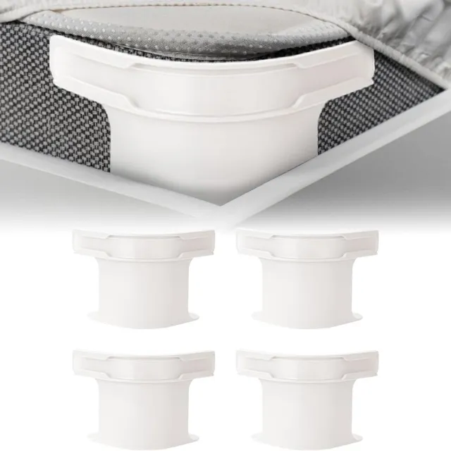 YAGXIG 4 Hoeslakenclips - Hoeslakenhouder - Hoeslakenhoekspanner - Antislip en verschuivingsbestendige matrasclips - Onzichtbare gespen in de vier hoeken - Antislip matrasclips voor hoeslakens - Wit - Met bevestigingsstrip