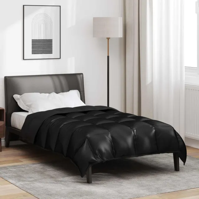 vidaXL Winter Dekbed 155 x 200 cm 450 gsm Satijn en microvezel Zwart