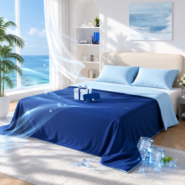 chicasa Zomerdekbed - Lichtgewicht Dekbed 135x200x2 cm – Ademend & Comfortabel – Dubbelzijdig – Oeko-tex® Gecertificeerd – Antibacterieel – Machinewasbaar – Blauw