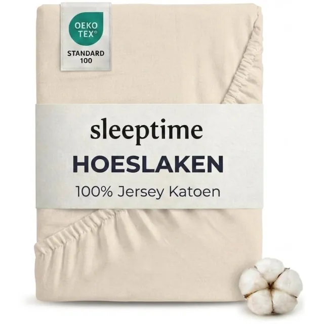 Sleeptime Jersey Stretch Hoeslaken - 100% Katoen - 140x200 - Creme
