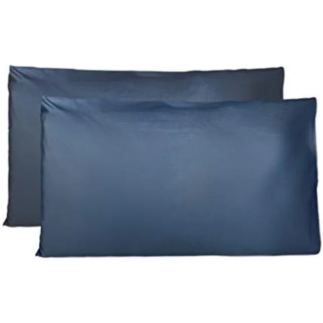 PromoHome Set van 2 Kussenslopen 100% Zuiver Katoen 50x80 CM - Marineblauw - Hypoallergeen - Zaksluiting - Gemaakt in Italië - Beddengoed Kussenovertrekken Navy