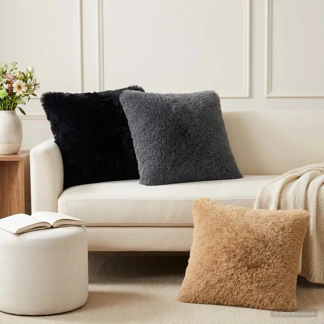 vidaXL Kussensloop 6 st HEERLEN Zwart 60 x 60 cm PV Fleece