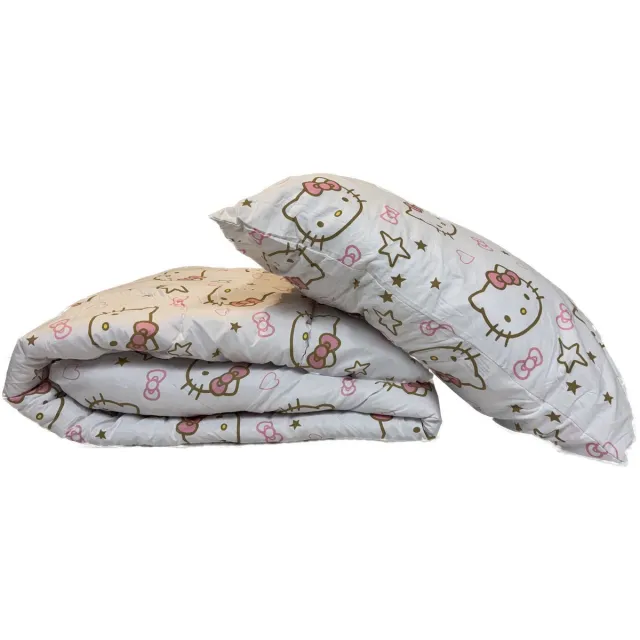 Hello Kitty 2-1 Kids Dekbed zonder overtrek Dekbed - 140 x 200 + 1 kussensloop 60x70 – Hello-Kitty- wit/goud goud/roze/bruin
