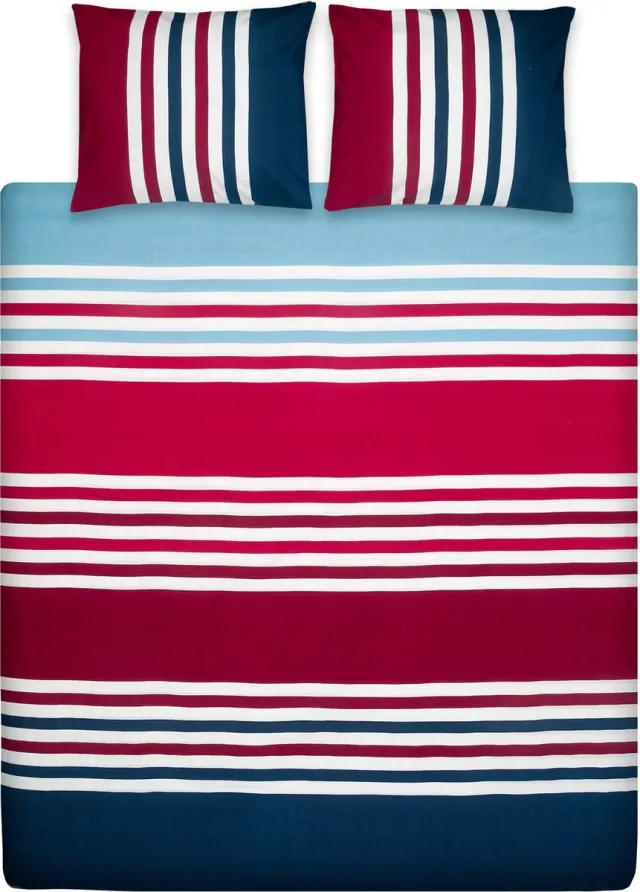 Ten Cate Dekbedovertrek - Dekbedovertrek 240 x 220 katoen - Dekbedovertrekken - Dekbedovertrek 240 x 220 - Trone Stripe Rood Blauw Multi