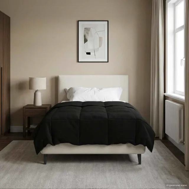 vidaXL Vol jaar dekbed 140 x 200 cm Microfiber (100% polyester) Zwart