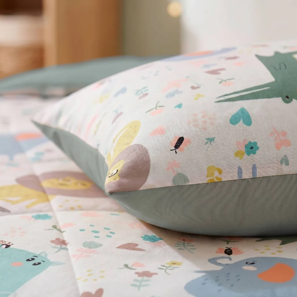 W dekbed zonder overtrek met kussensloop Lazy - dierenprint wit/geel, foto 6