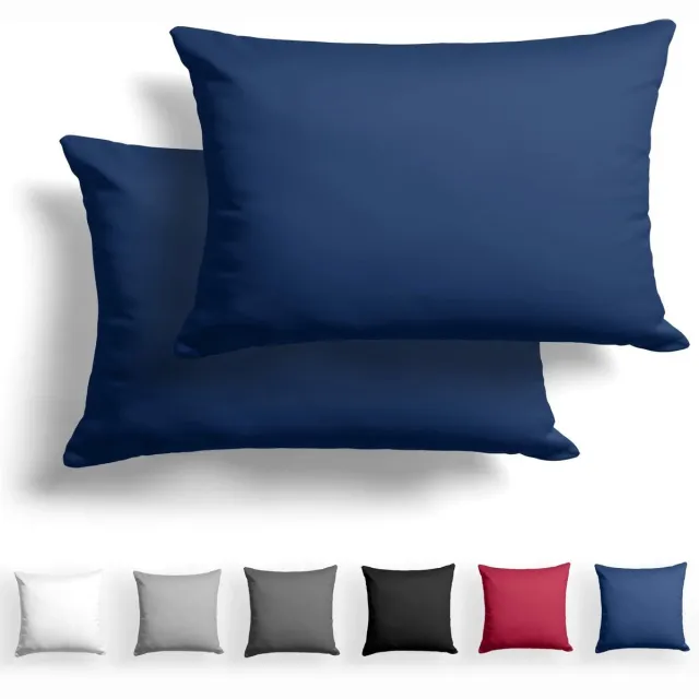 Famanu Satijnen kussensloop - set van 2 - 100% katoen - 50 x 75 cm - marineblauw - met - ritssluiting – zonder chemicaliën. Een veelzijdige en handige keuze voor dagelijks gebruik in en om het huis. 05 Navy Blue