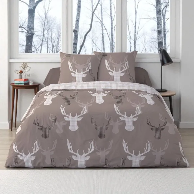 bedlin Dekbedovertrek Flanel - Winter - 240 x 220 cm - Lits-Jumeaux - Onrievni Taupe