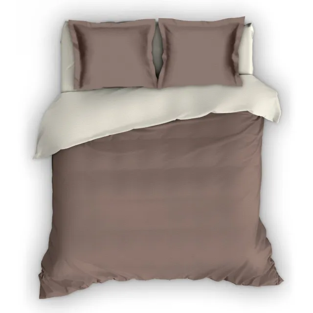 Romanette Comtesse flanel dekbedovertrek Taupe/ Ivoor Lits-jumeaux (270x200/220 cm + 2 slopen)