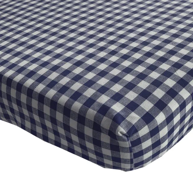 BINK Bedding Hoeslaken 90 x 200 BB ruit marine 1 cm - boerenbont blauw Marine wit
