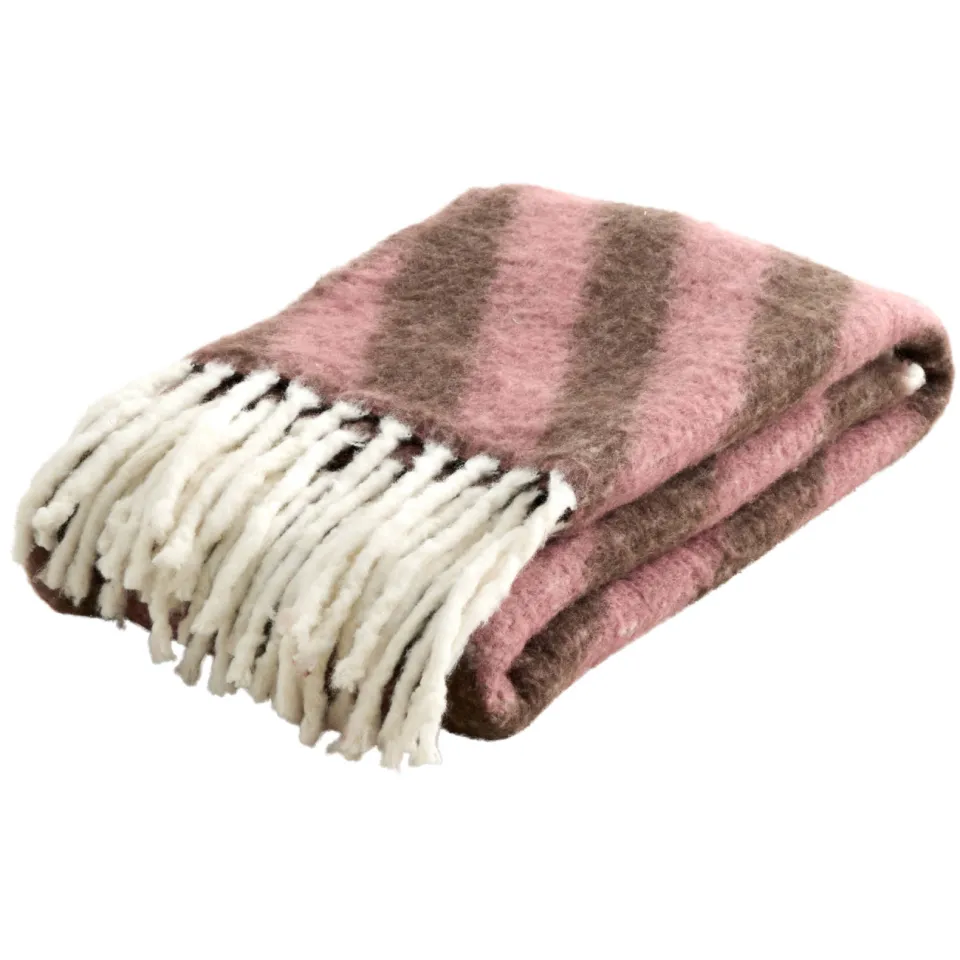 NOUS Living Launic plaid oudroze en donkerbruin, foto 3