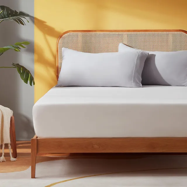 Ibenzoa Comfortabel en kreukvrij hoeslaken van polyester voor matrassen tot 30 cm wit