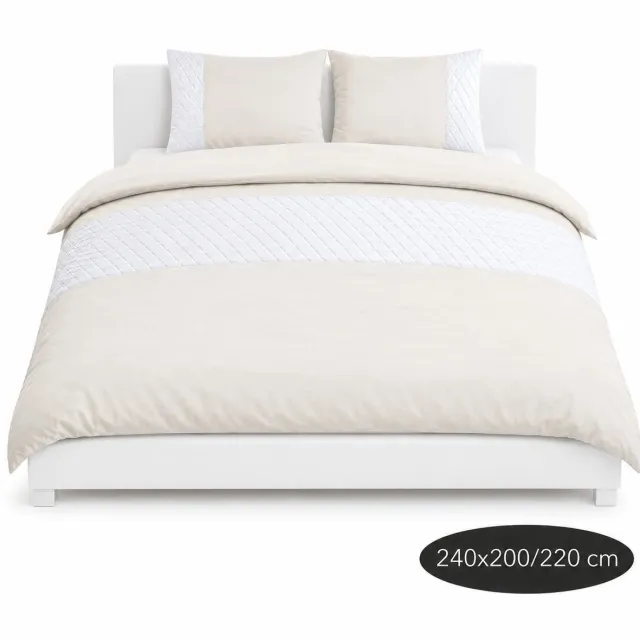 Roden Blue Diamond Dekbedovertrekset - 240x200/220 - Creme - Wit - Strijkvrij - Anti allergeen - 2 Kussenslopen