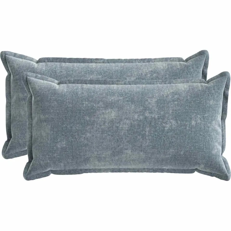 vidaXL Kussensloop 2 st HOUTEN Lichtblauw 40 x 80 cm Chenille Stof blauw, foto 3