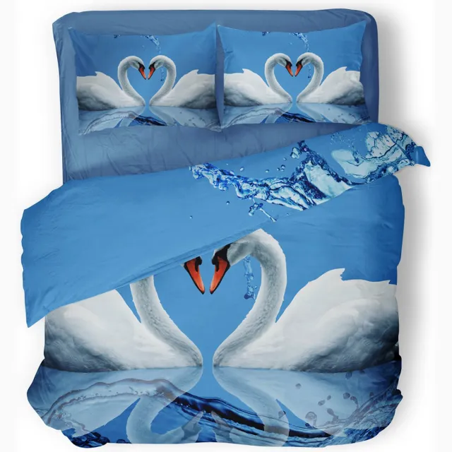 Eleganzzz Dekbedovertrek Iternal Love - blauw - Dekbedovertrek - Micropercal - Dekbedovertrekken - Zwanen Dekbedovertrek