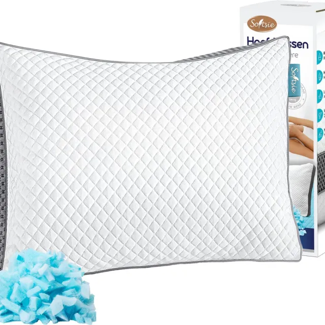 Softsie Traagschuim Hoofdkussen 70x50 - Ergonomisch Kussen - Verstelbaar Slaapkussen - Pillow - Hoofdkussens Nekklachten Wit