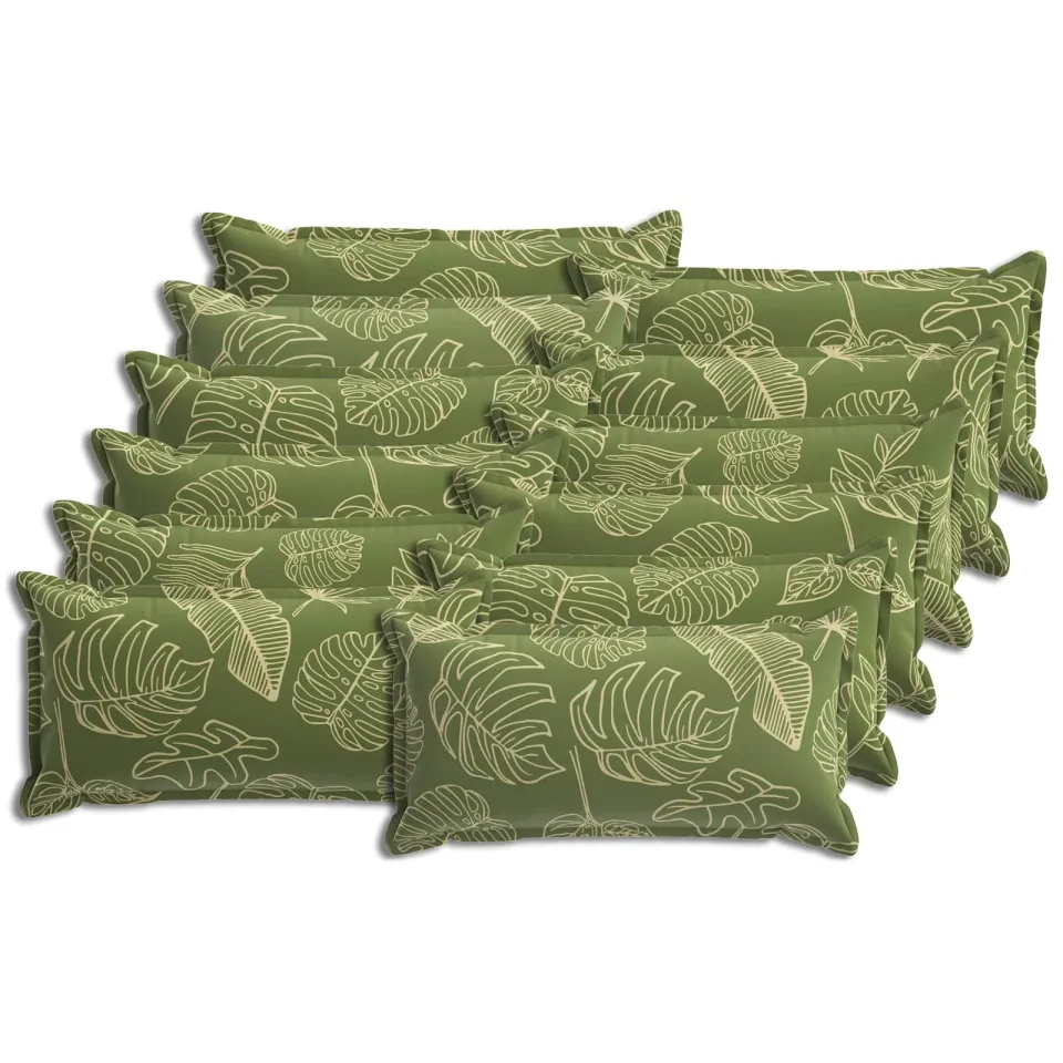vidaXL Kussensloop 12 st HOUTEN Bladontwerp 40 x 80 cm Polyester groen, foto 4