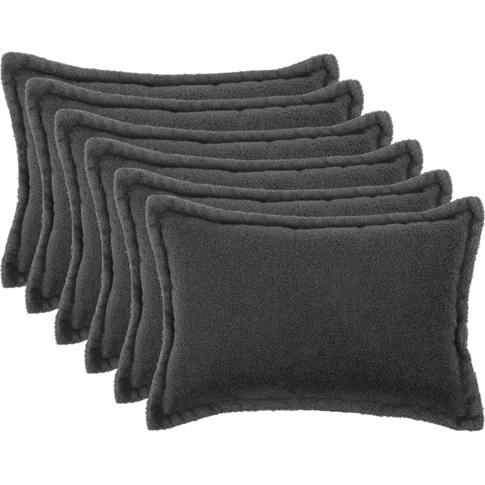 vidaXL Kussensloop 6 st HOUTEN Donkergrijs 50 x 80 cm Bouclé, foto 3