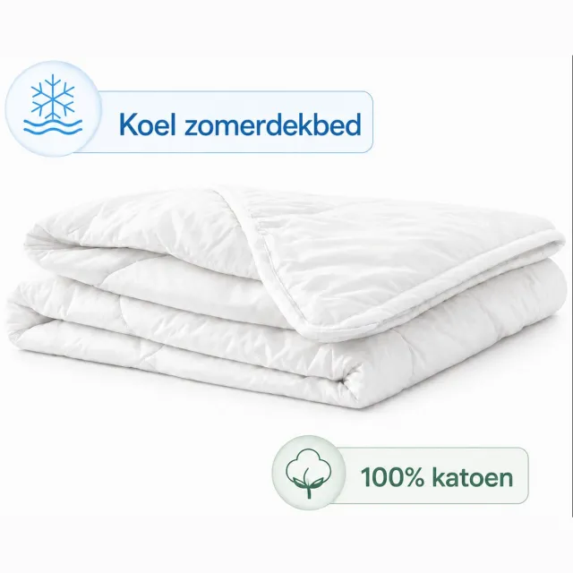 decoware Zomerdekbed Ledikant 100x135 cm - 100% Katoen - Koel & Ademend - Verkoelend Dekbed - Warmteklasse 4 - Voor Baby wit