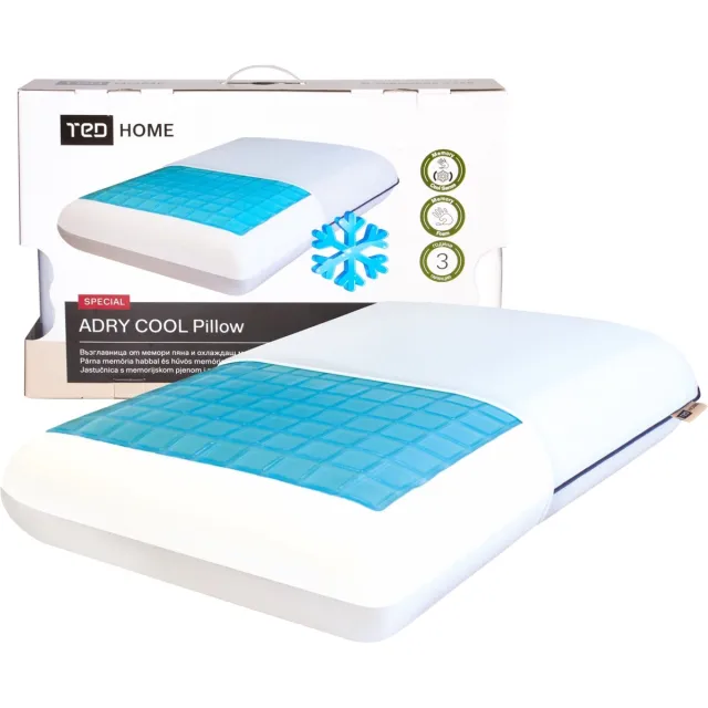 TED MAH - Adry Coolgel - Traagschuim Hoofdkussen 68 x 40 x 11 cm WIT
